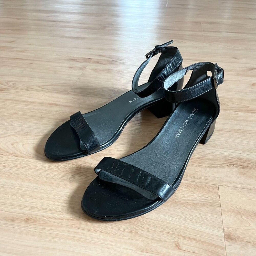 Stuart Weitzman Simple Ii Block Heel Leather Sand… - image 3